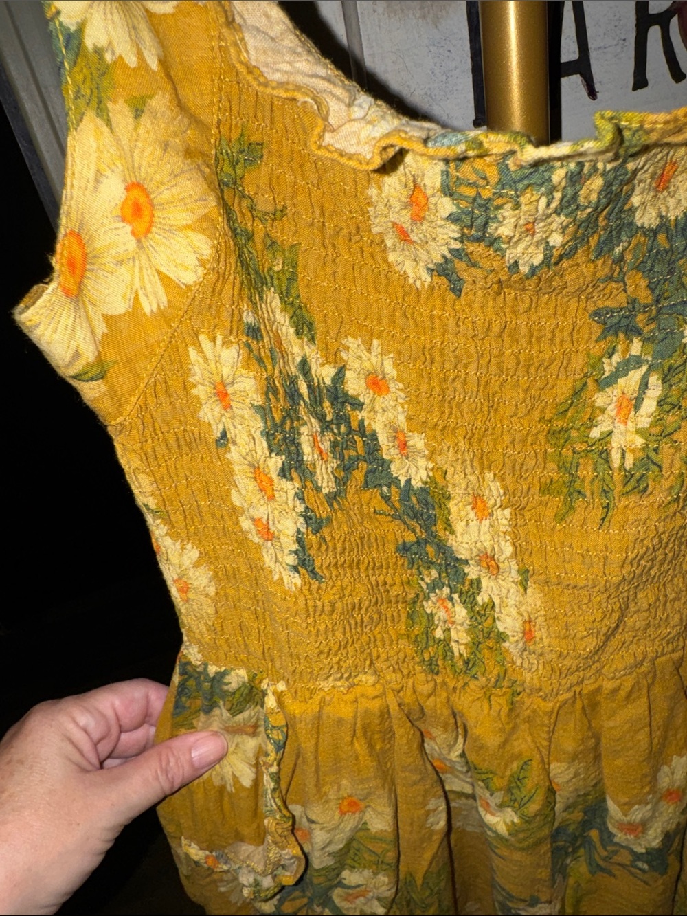 DAVI & DANI Mustard Yellow Floral Sleeveless Jumpsuit - Picture 3 of 6